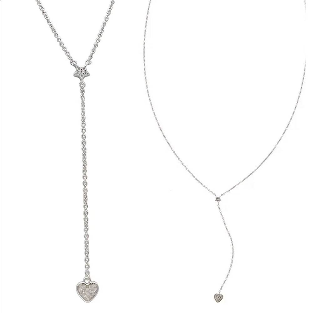 ADORINA necklace Star & heart Y lariat design 925 silver NIP